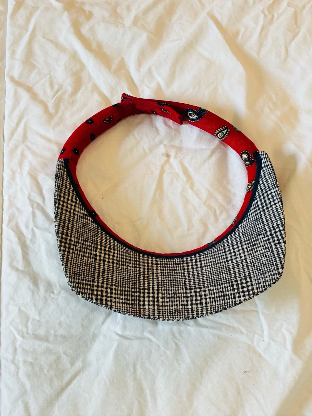 Red Paisley Trim Plaid Visor - Women Accessories